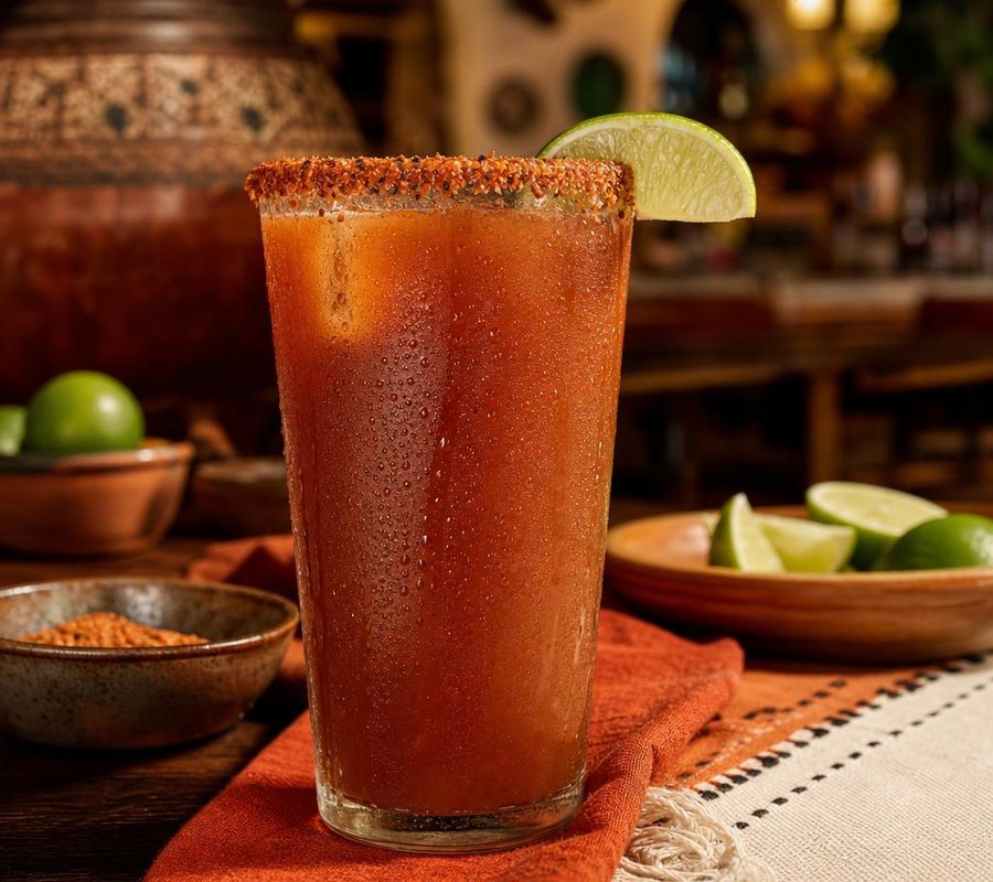 Michelada served in a chilled glass